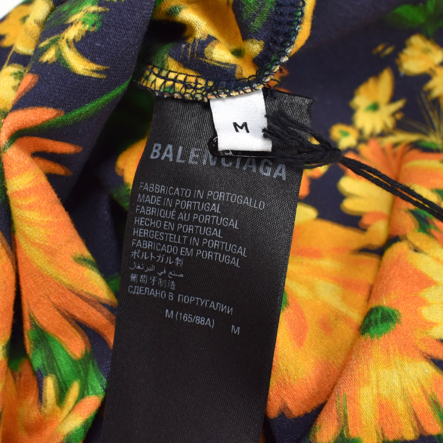 Balenciaga - Navy / Yellow Floral Asymmetric Mini Dress