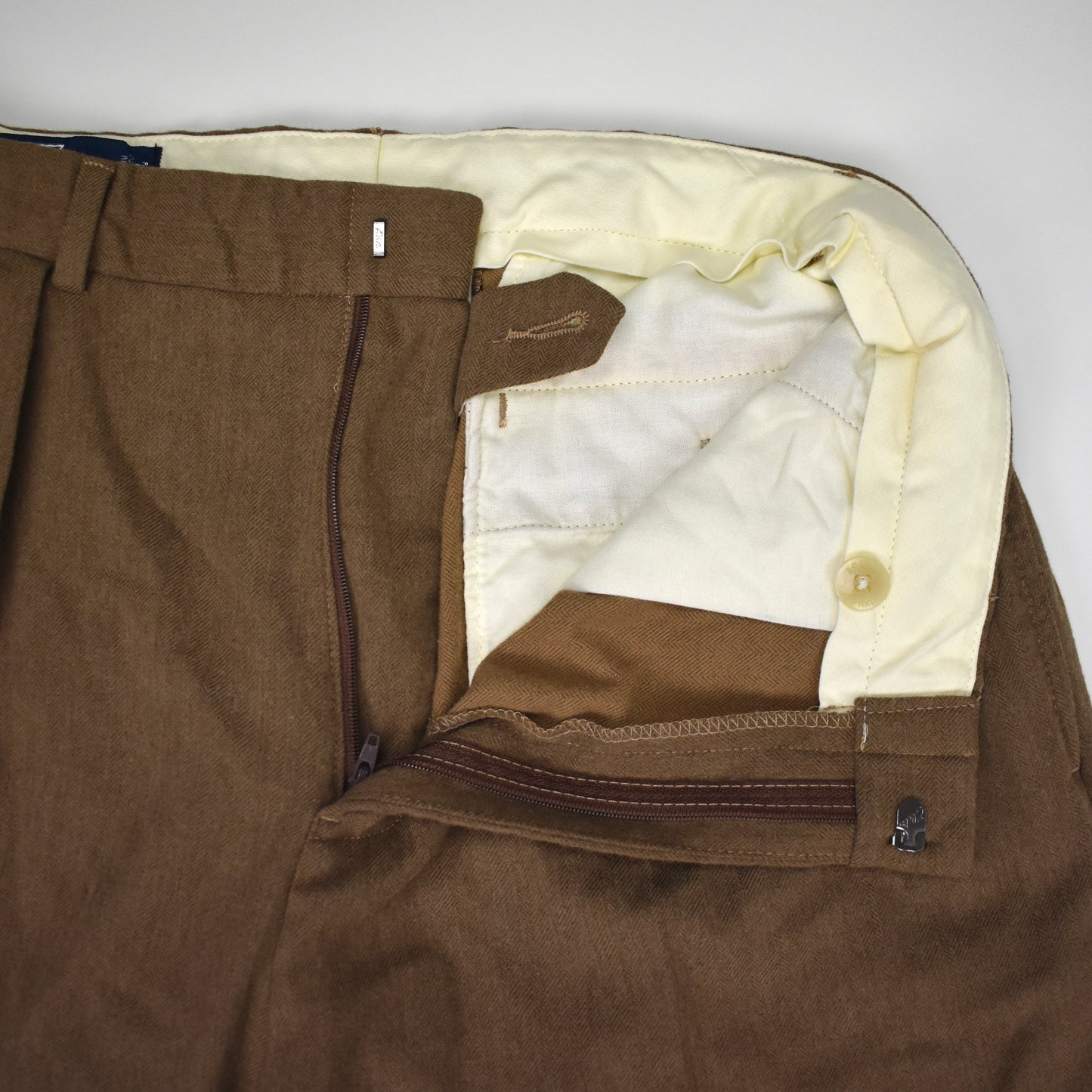 Polo Ralph Lauren - Vintage 90s Pleated Brown Herringbone Pants