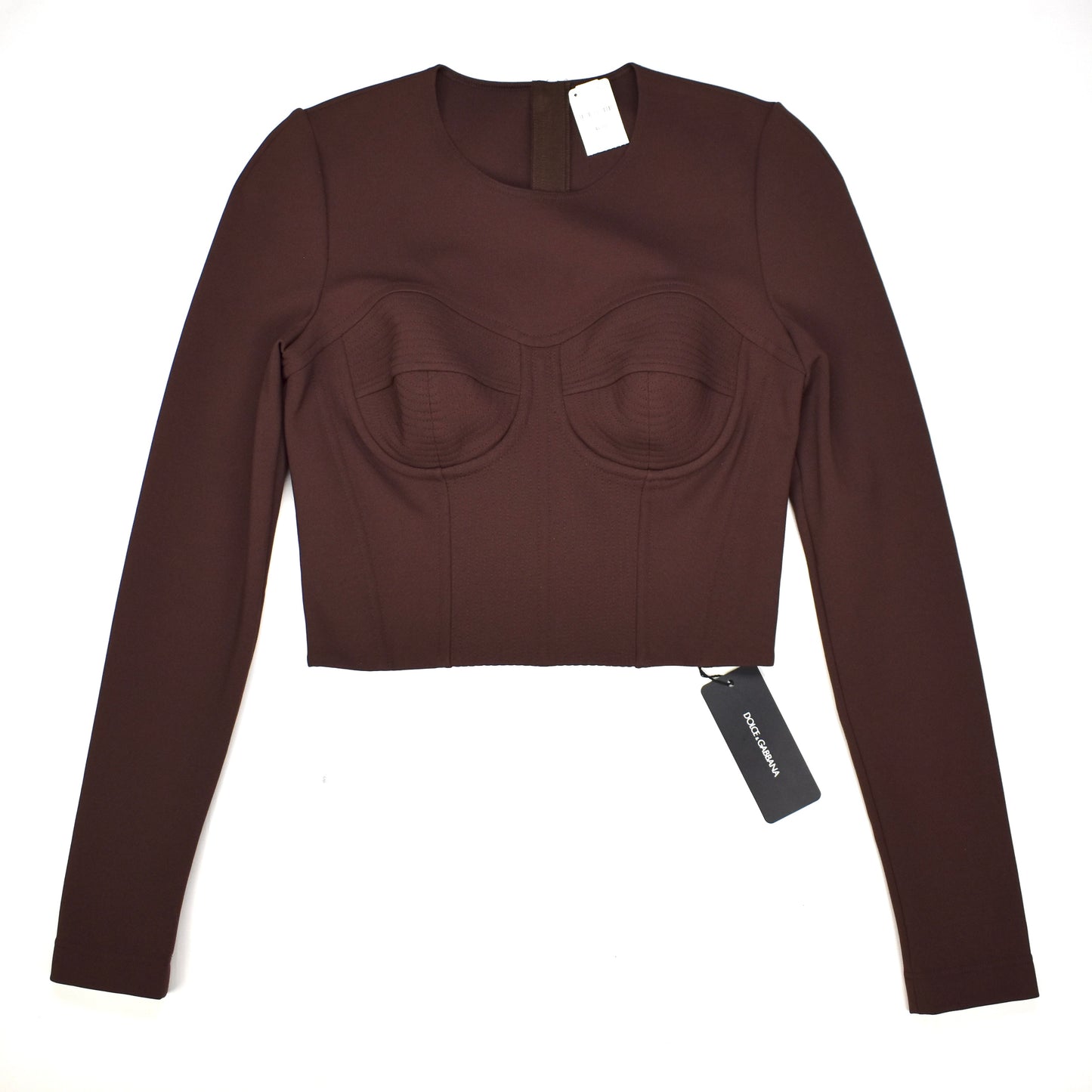 Dolce & Gabbana - Brown Long Sleeve Structured Corset Top