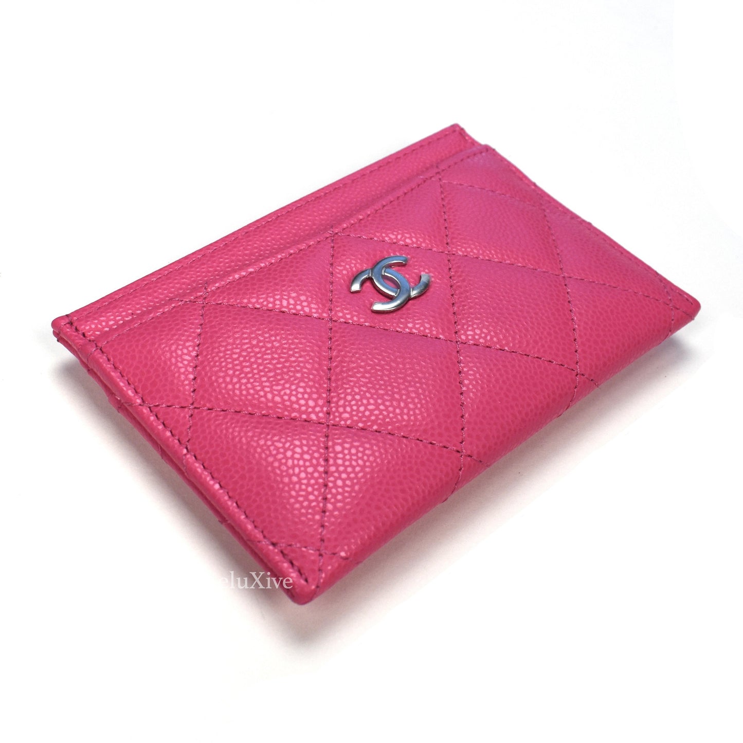 Chanel - Fuchsia Pink Leather Classic CC Logo Card Holder