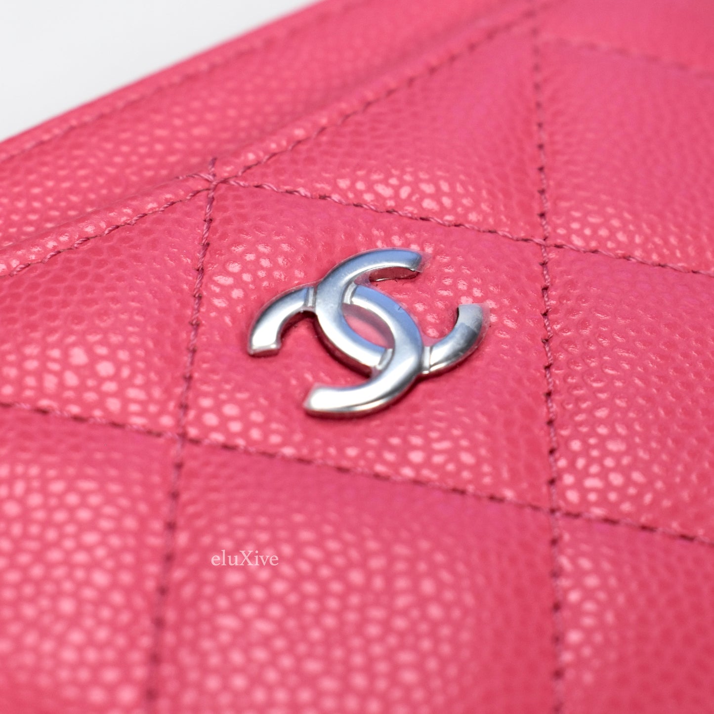 Chanel - Fuchsia Pink Leather Classic CC Logo Card Holder