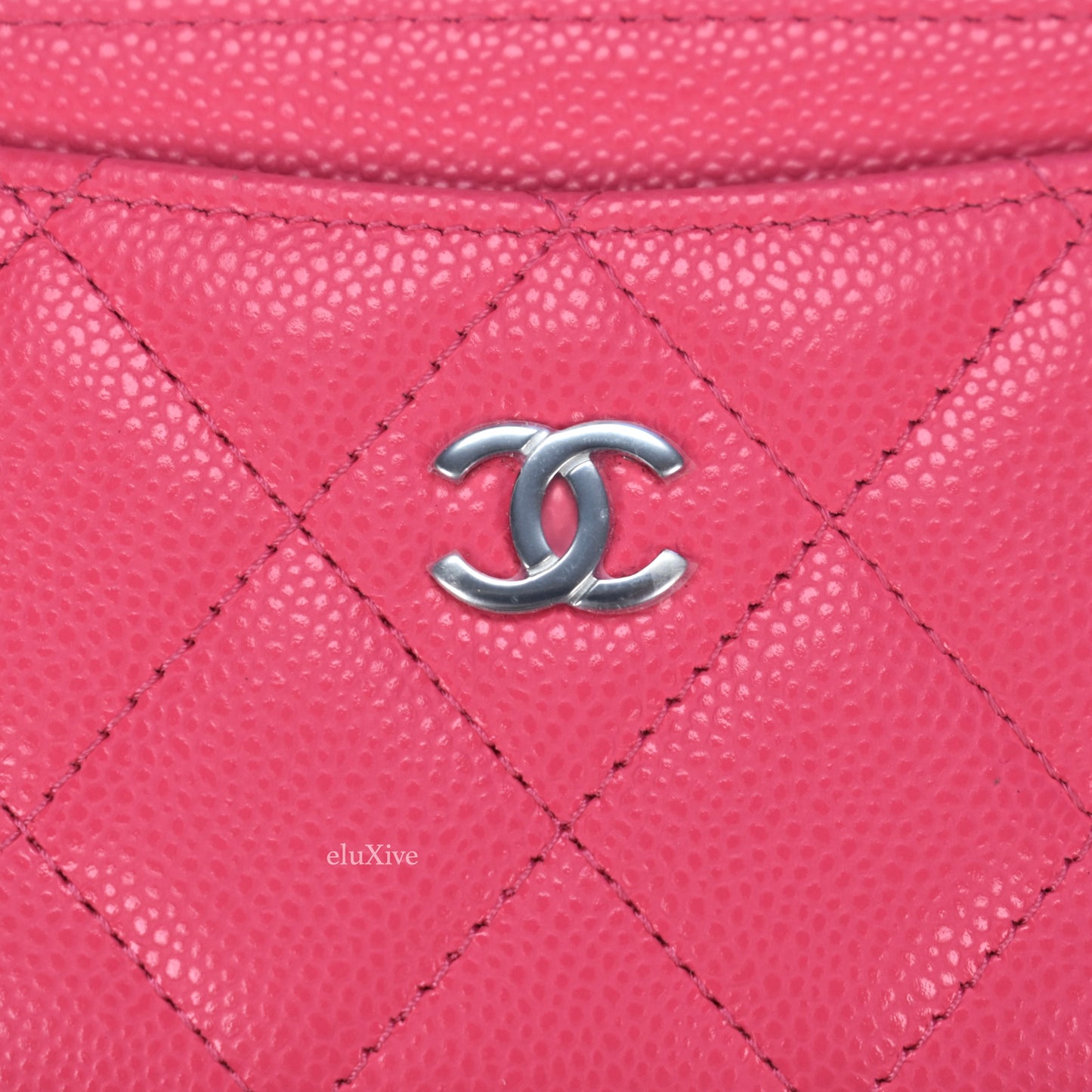 Chanel - Fuchsia Pink Leather Classic CC Logo Card Holder