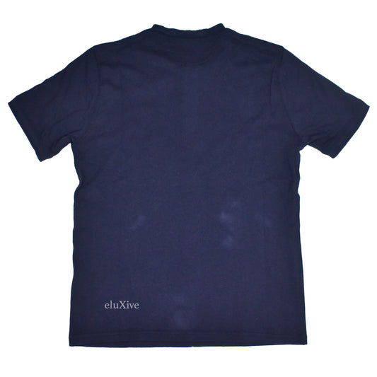 Beams Plus - Navy Flax / Cotton Henley Shirt