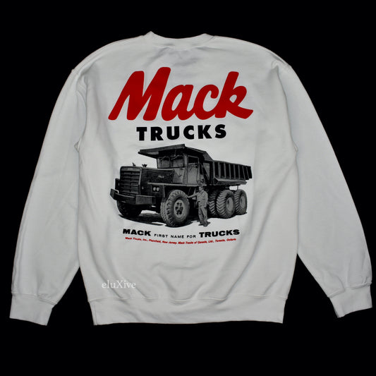 Mack Trucks - White Retro Print Crewneck Sweatshirt