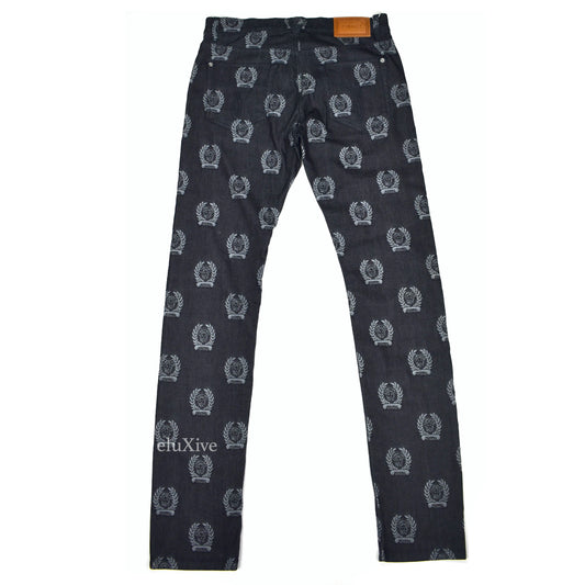Versace - Black Medusa Wreath Logo Woven Denim Jeans