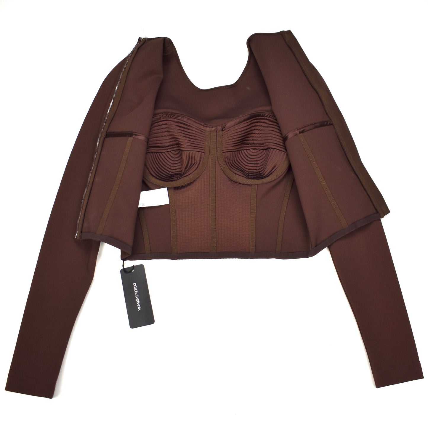 Dolce & Gabbana - Brown Long Sleeve Structured Corset Top