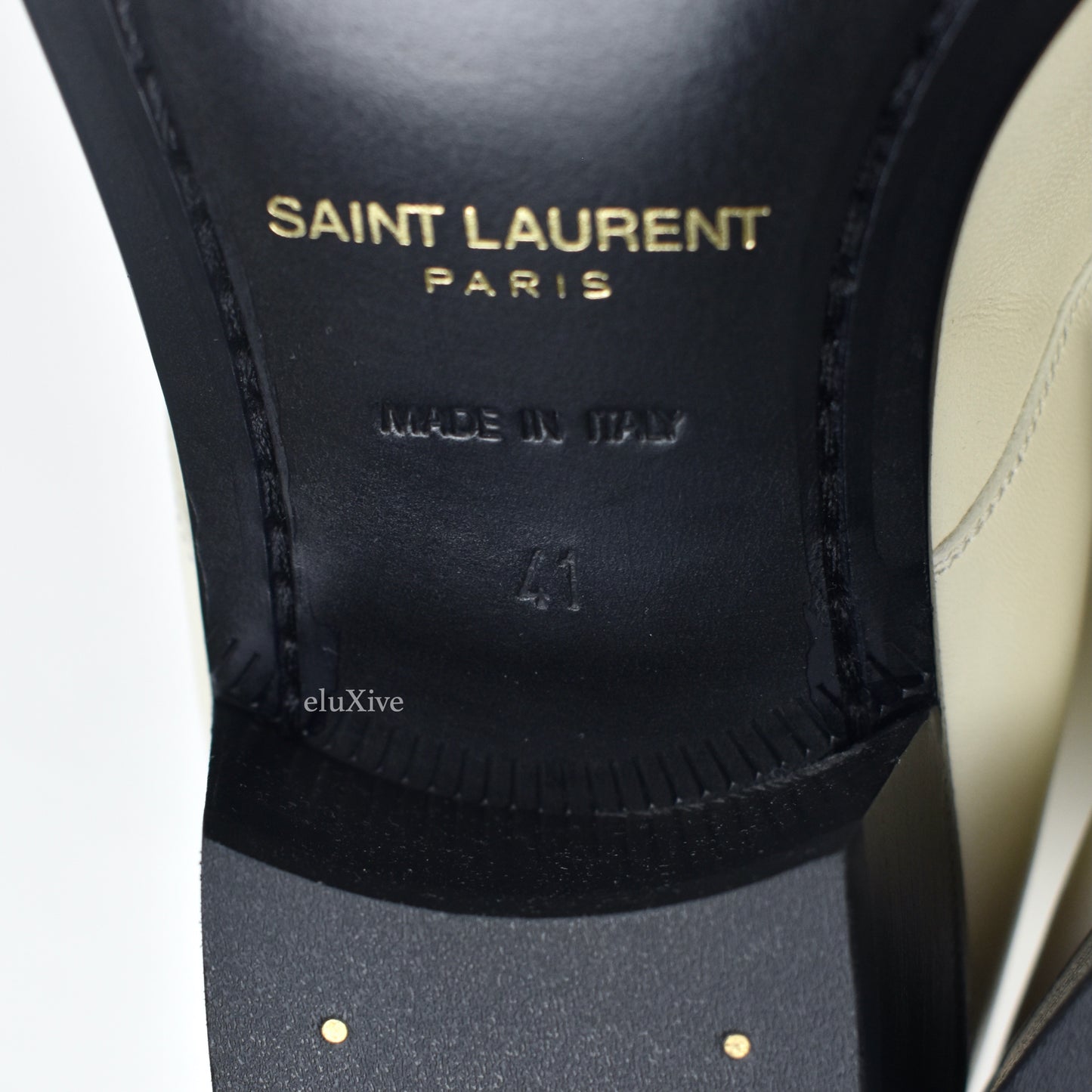 Saint Laurent - Pearl White Leather Hawat 40 Derby Shoes
