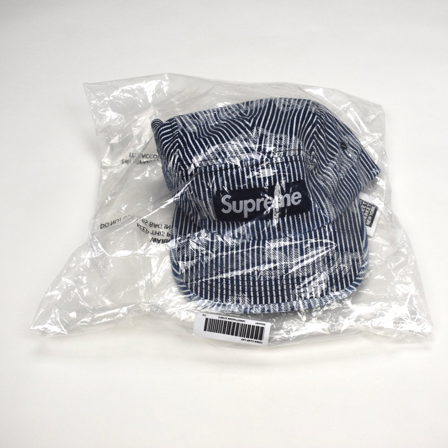 Supreme - Stripe Denim Box Logo Hat