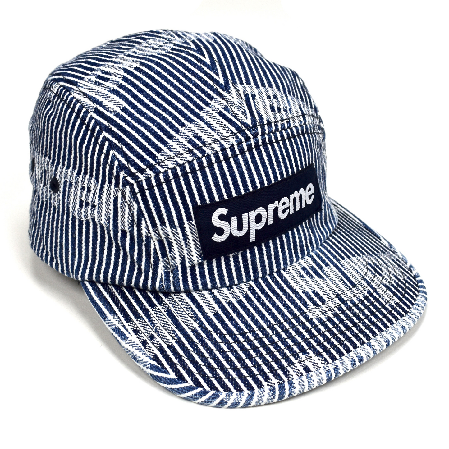 Supreme - Stripe Denim Box Logo Hat