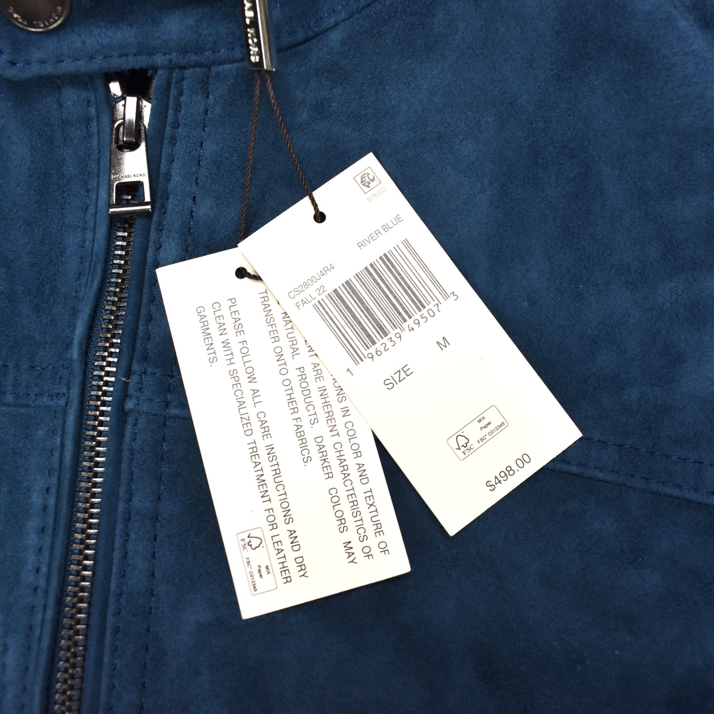 Michael Kors - River Blue Suede Racer Jacket