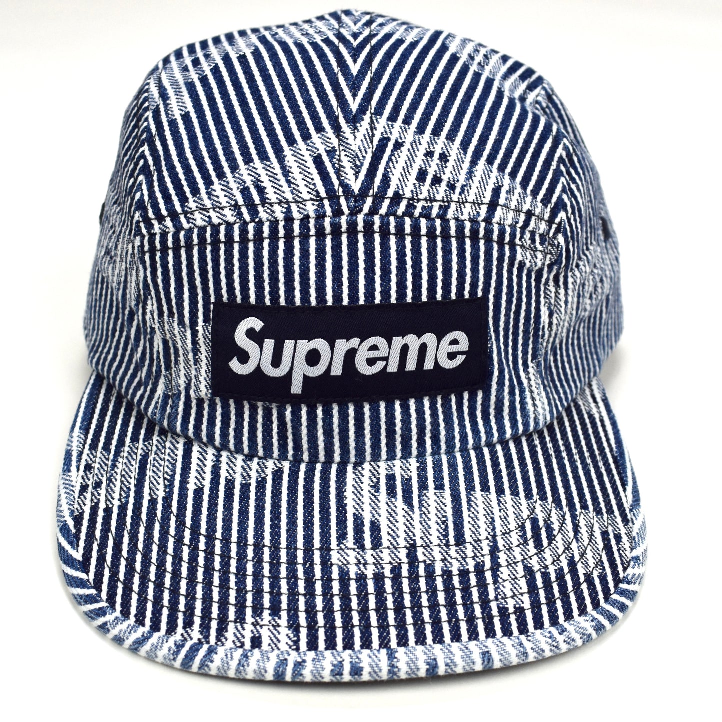 Supreme - Stripe Denim Box Logo Hat