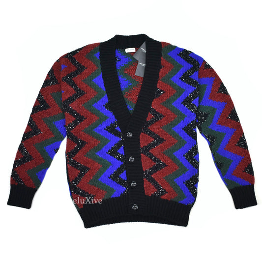 Saint Laurent - Zig Zag Jacquard Sequin Oversized Cardigan