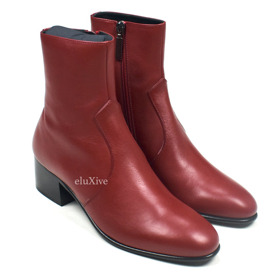 Saint Laurent - Opyum Red Leather James 60 Zip Boots