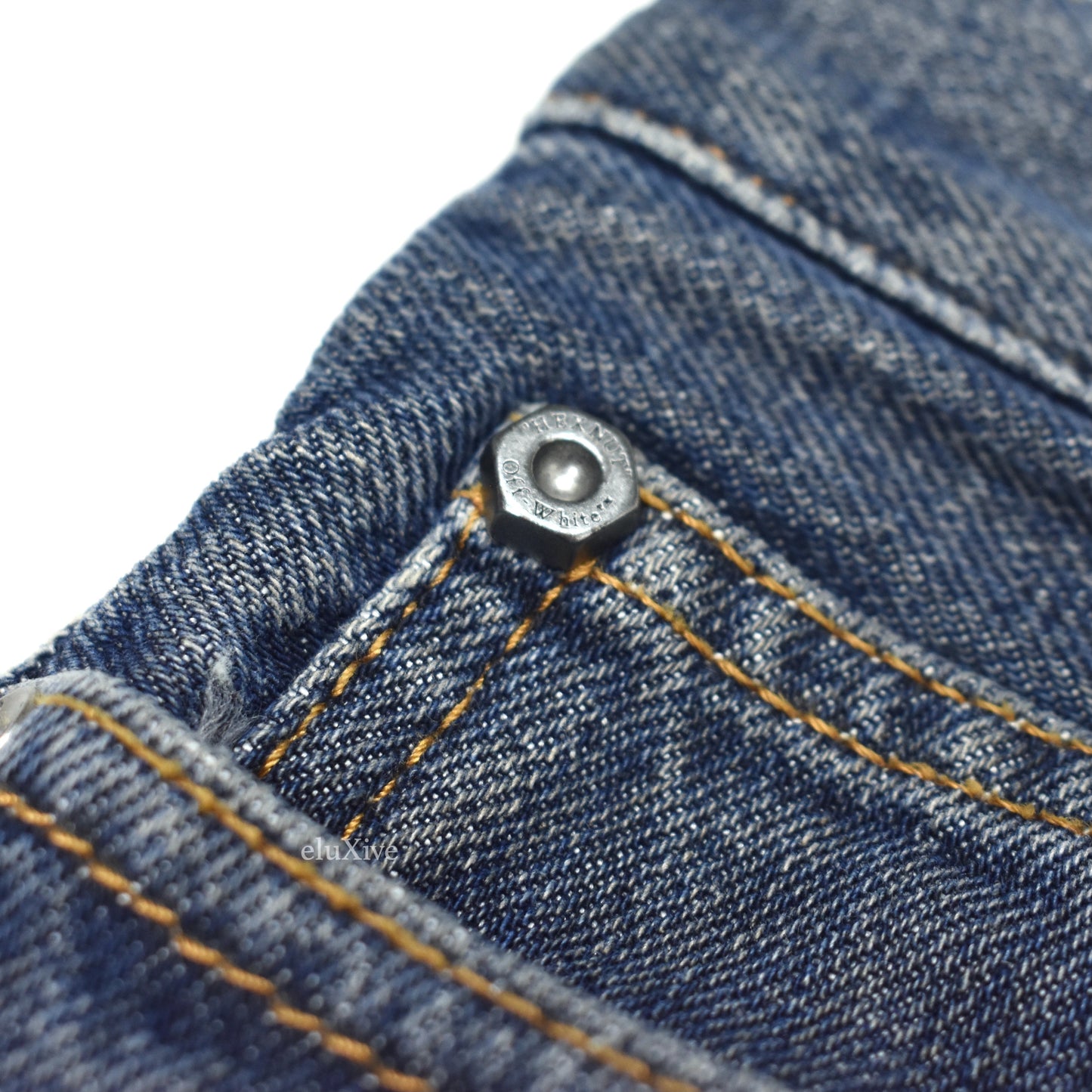 Off-White - Dark Blue Cutout Hole 'Meteor' Denim Jeans