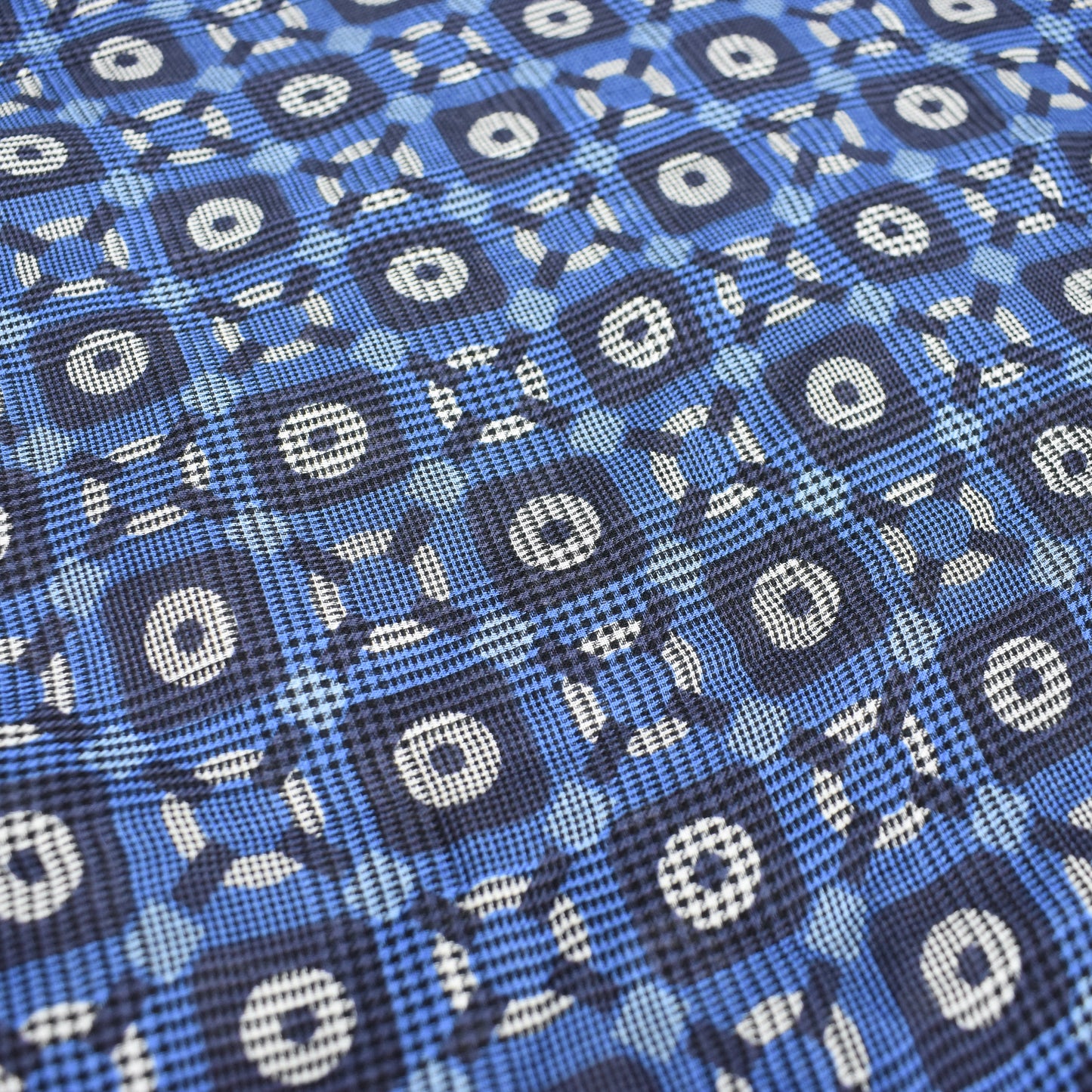 Corneliani - Large Blue Geometric Print Modal Scarf