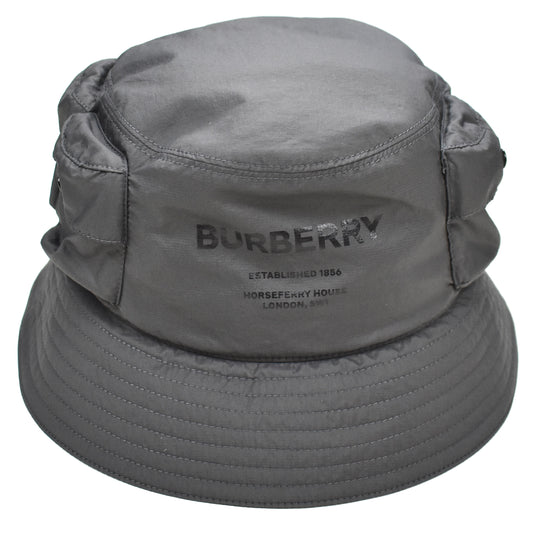 Burberry - Gray Twin Pocket Logo Print Bucket Hat