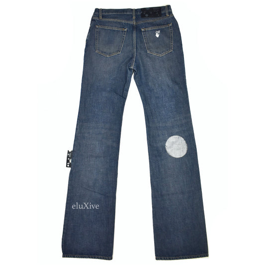 Off-White - Dark Blue Cutout Hole 'Meteor' Denim Jeans