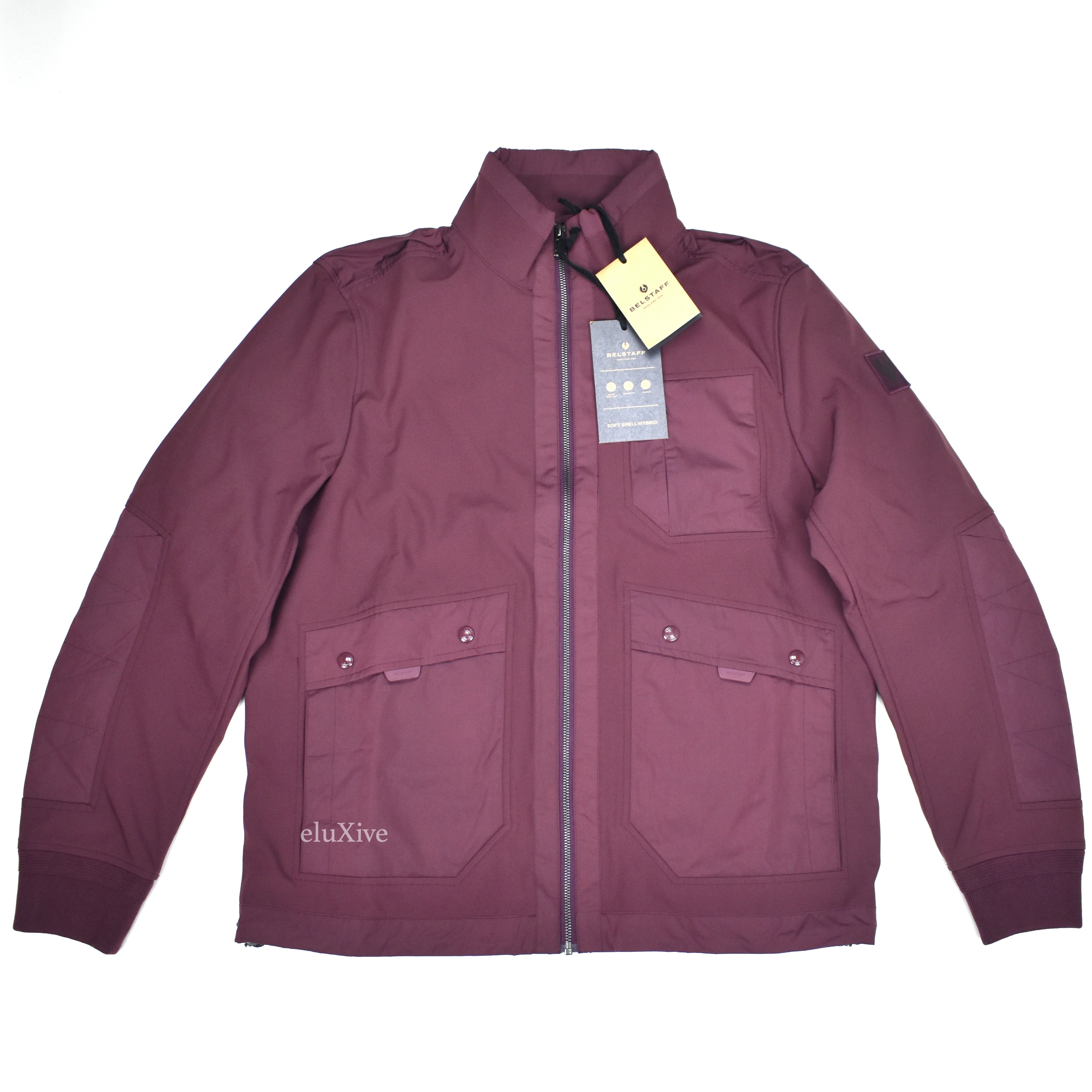 Belstaff - Burgundy Hybrid Soft Shell Shift Jacket – eluXive