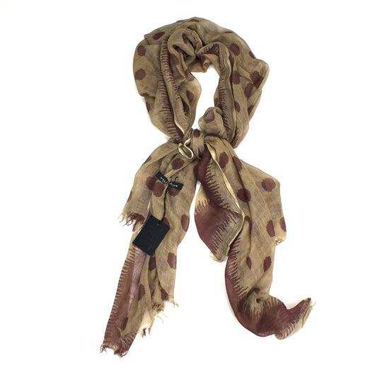 Corneliani - Large Tan Polka Dot Print Modal/Cotton Scarf