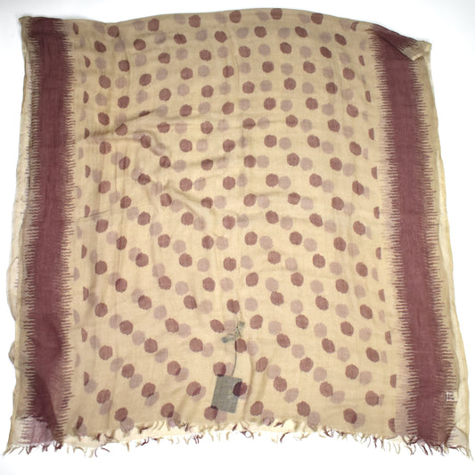 Corneliani - Large Tan Polka Dot Print Modal/Cotton Scarf