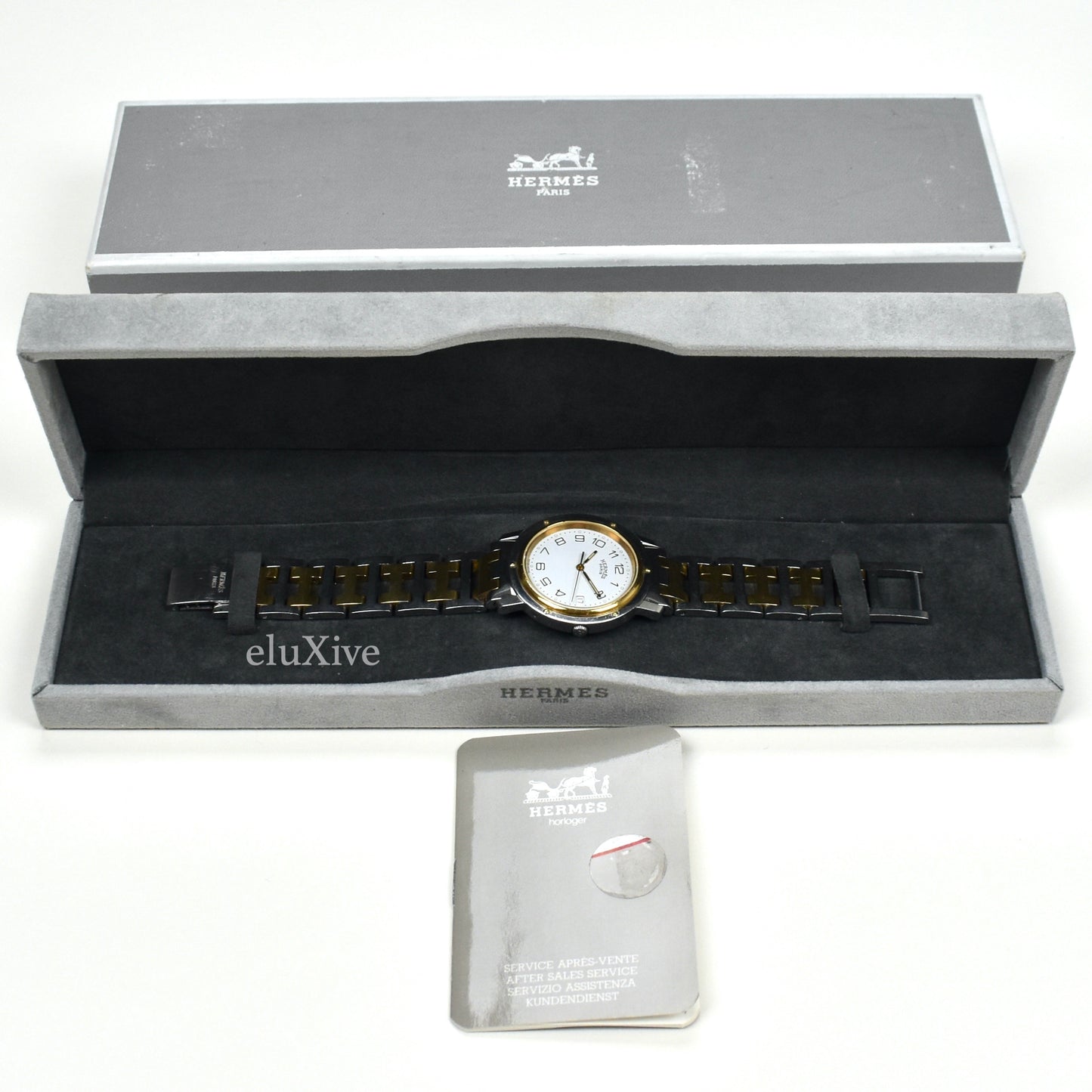 Hermes - Gold / Steel White Dial Clipper Watch