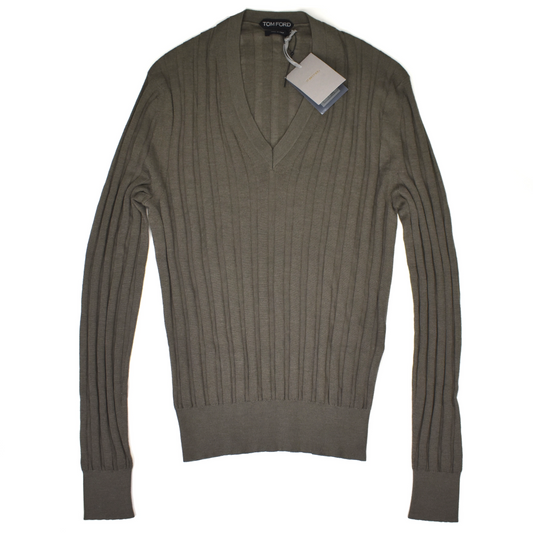 Tom Ford - Khaki Rib Knit Cashmere / Silk Sweater