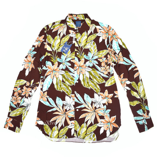 Barba - Brown Floral Print Viscose Vintage Shirt