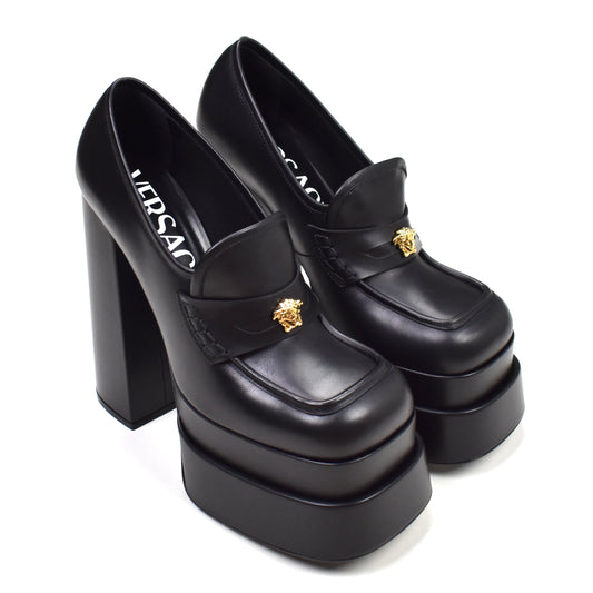 Versace - Aevitas Platform Penny Loafer Heels (Black)