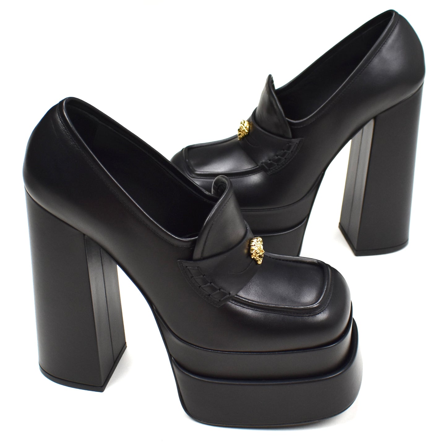 Versace - Aevitas Platform Penny Loafer Heels (Black)