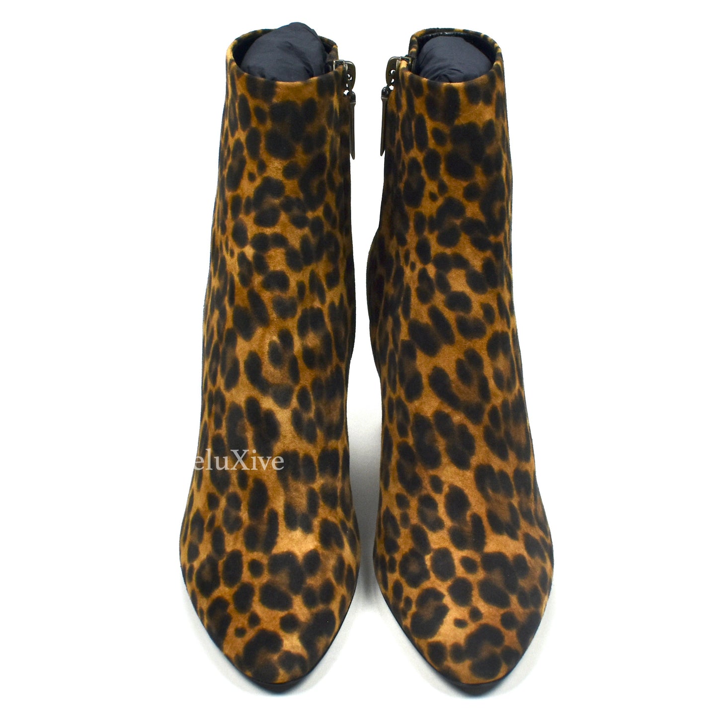 Saint Laurent - Leopard Print Suede Lou 75 Zip Boots