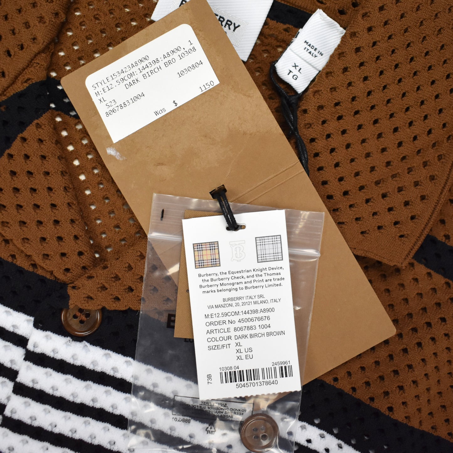 Burberry - Birch Brown Archive Stripe Mesh Knit Shirt