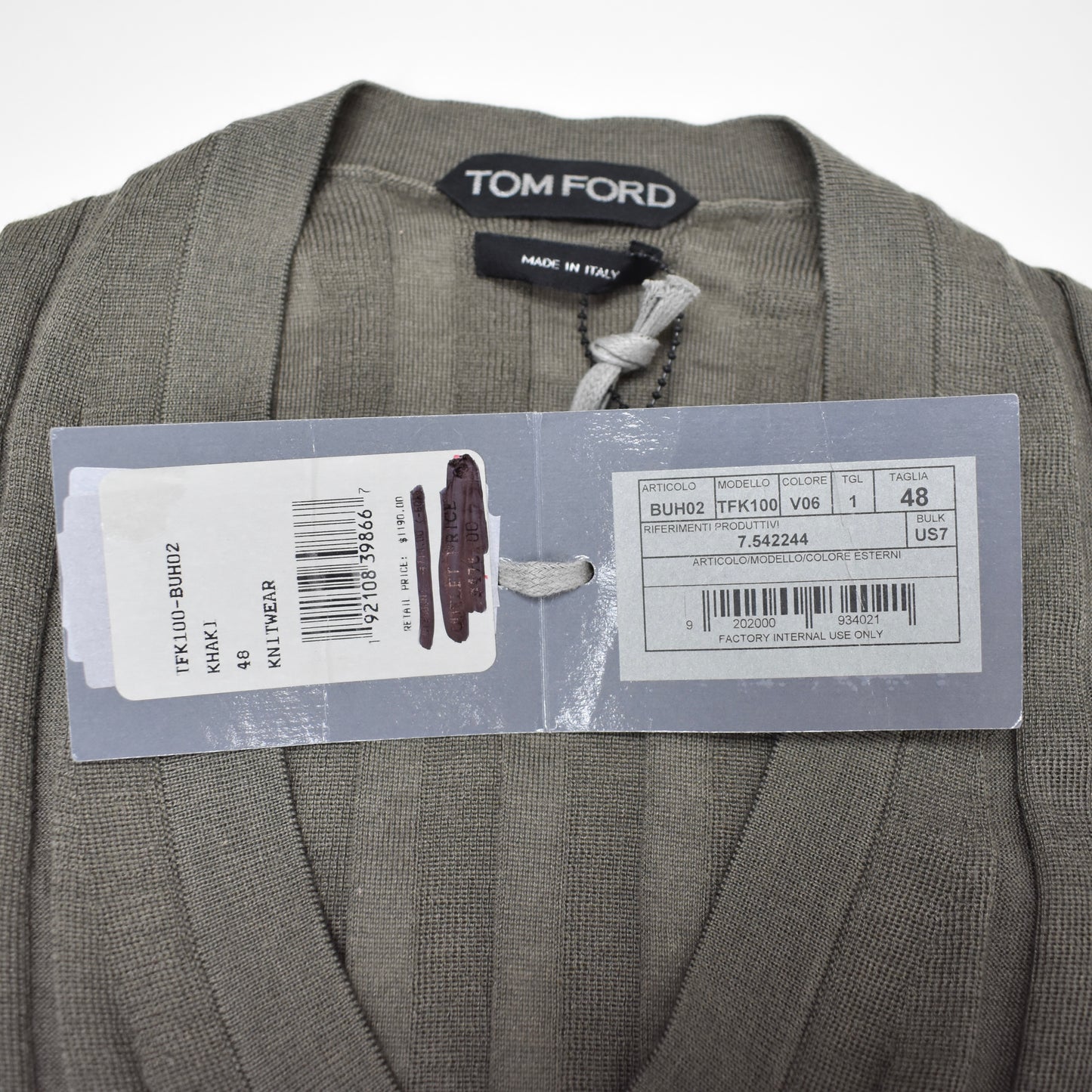 Tom Ford - Khaki Rib Knit Cashmere / Silk Sweater