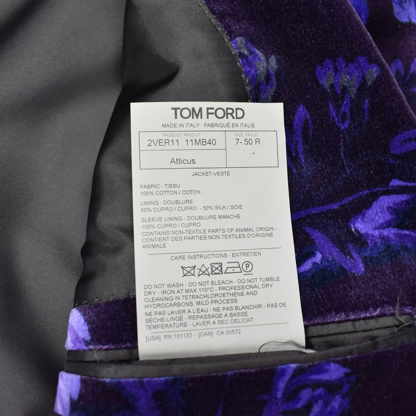 Tom Ford - Purple Cabbage Floral Print Velvet Blazer