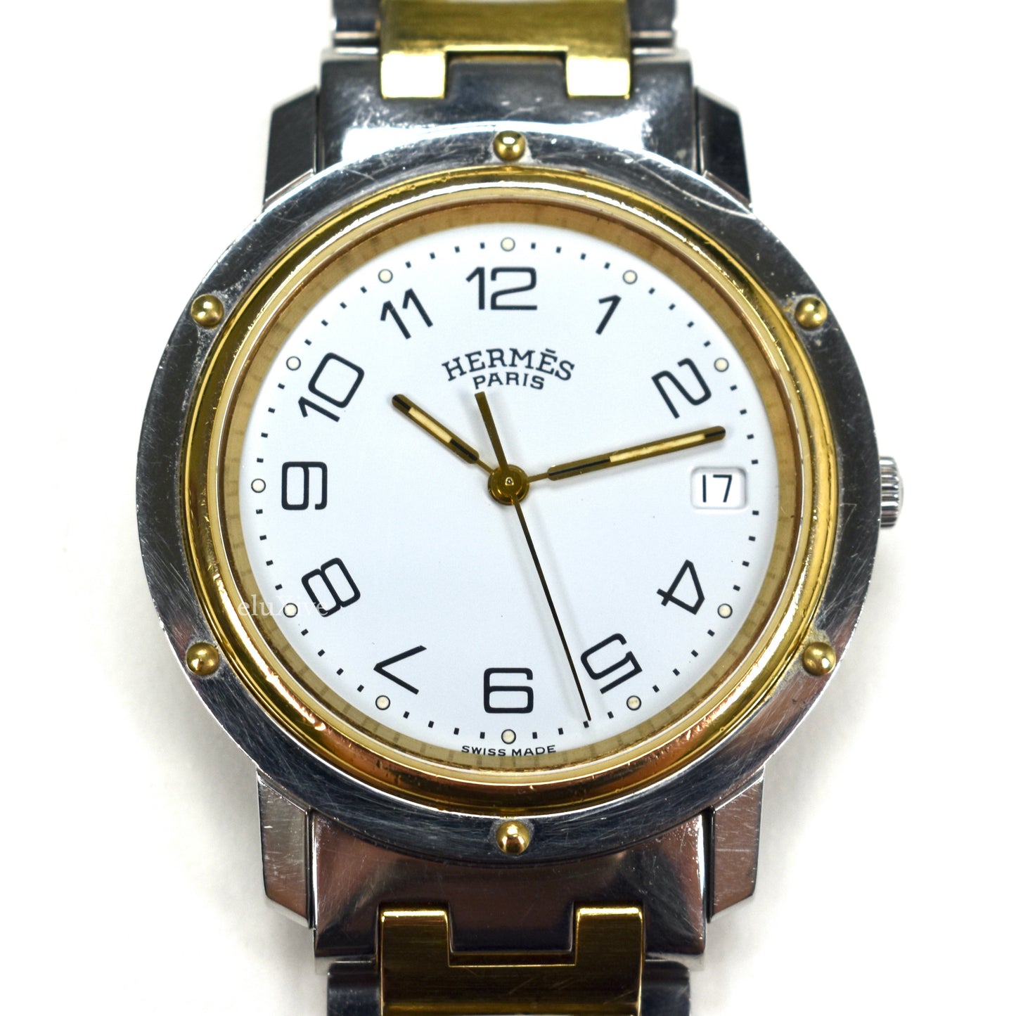 Hermes - Gold / Steel White Dial Clipper Watch