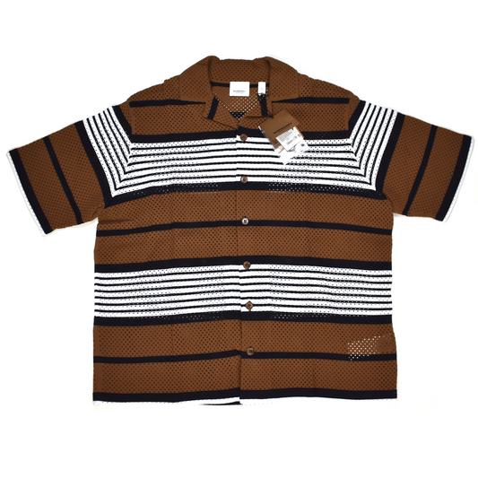 Burberry - Birch Brown Archive Stripe Mesh Knit Shirt