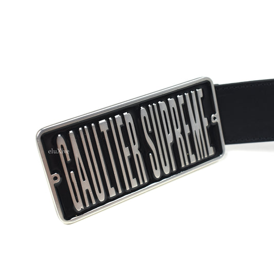 Supreme x Jean Paul Gaultier - Black Leather Logo Buckle Belt