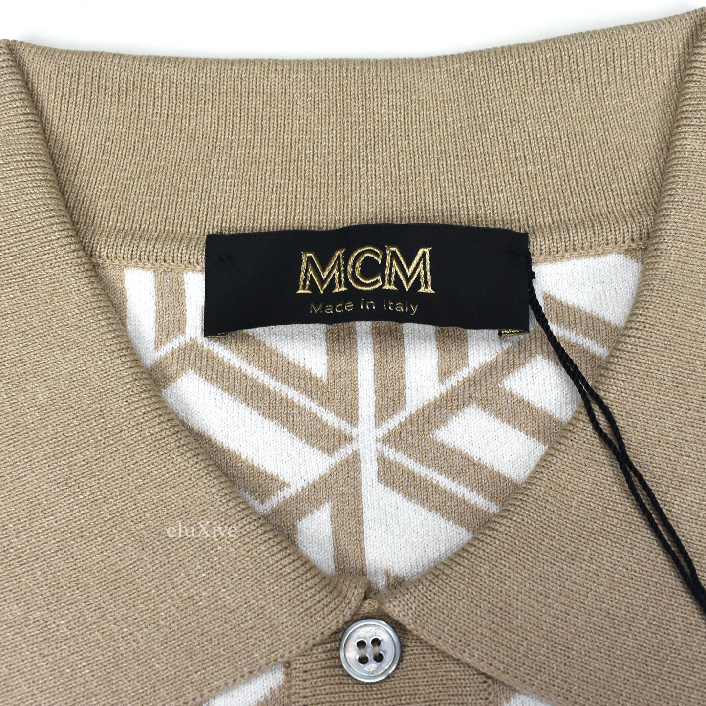 MCM - Cubic Monogram Logo Knit Polo Shirt (Beige)