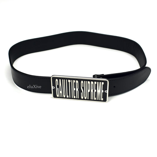 Supreme x Jean Paul Gaultier - Black Leather Logo Buckle Belt