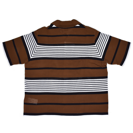 Burberry - Birch Brown Archive Stripe Mesh Knit Shirt