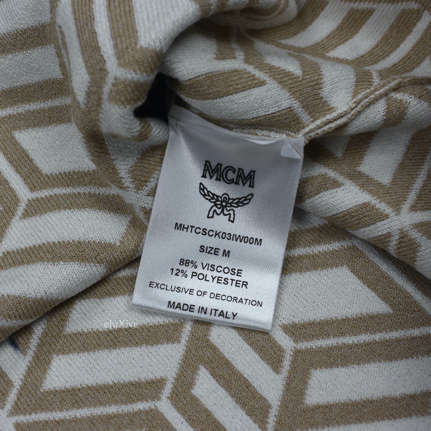 MCM - Cubic Monogram Logo Knit Polo Shirt (Beige)