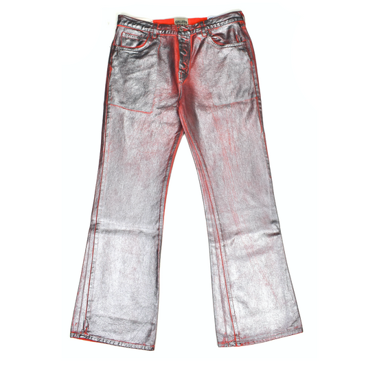Gallery Dept. - Metallic Silver Painted Red Flare Denim Jeans