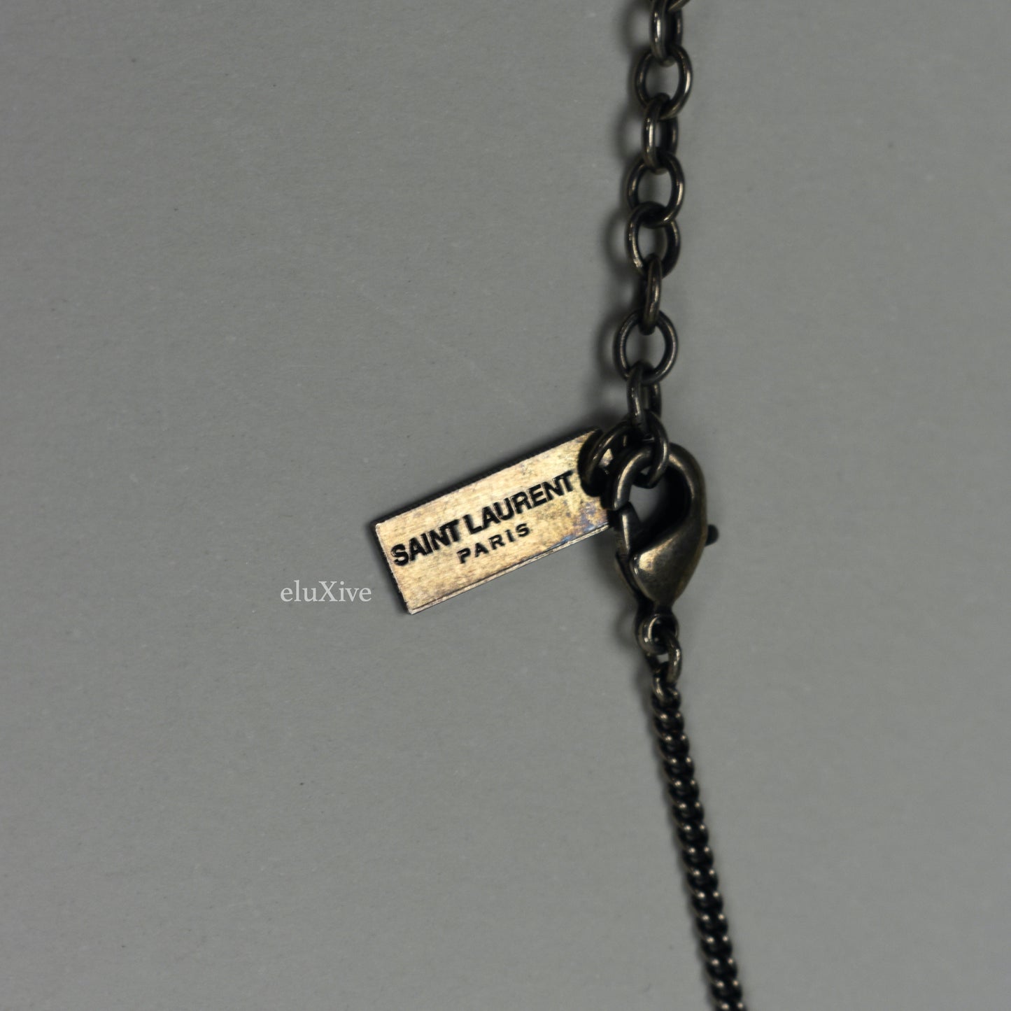 Saint Laurent - Vintage Effect Dog Tag Pendant Necklace
