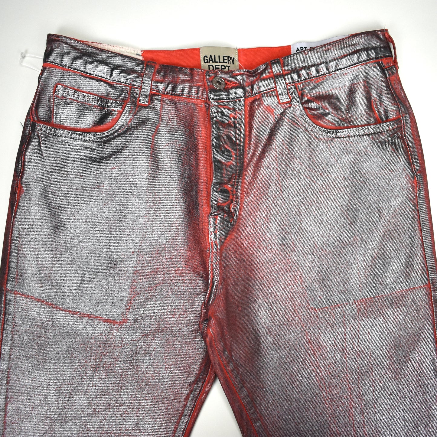 Gallery Dept. - Metallic Silver Painted Red Flare Denim Jeans