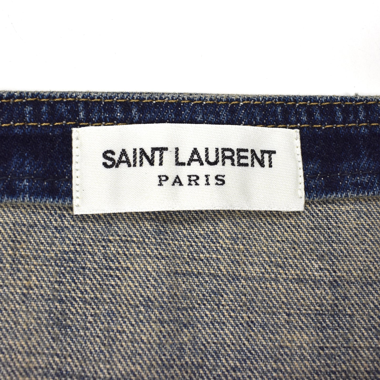 Saint Laurent - Blue Distressed Denim Crop Top