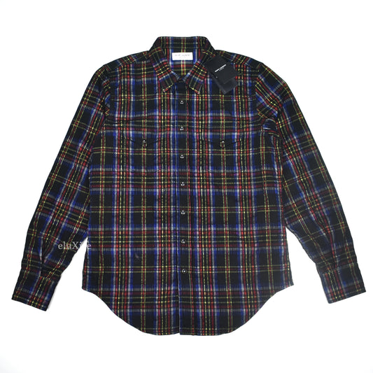 Saint Laurent - Plaid Corduroy Snap Button Western Shirt