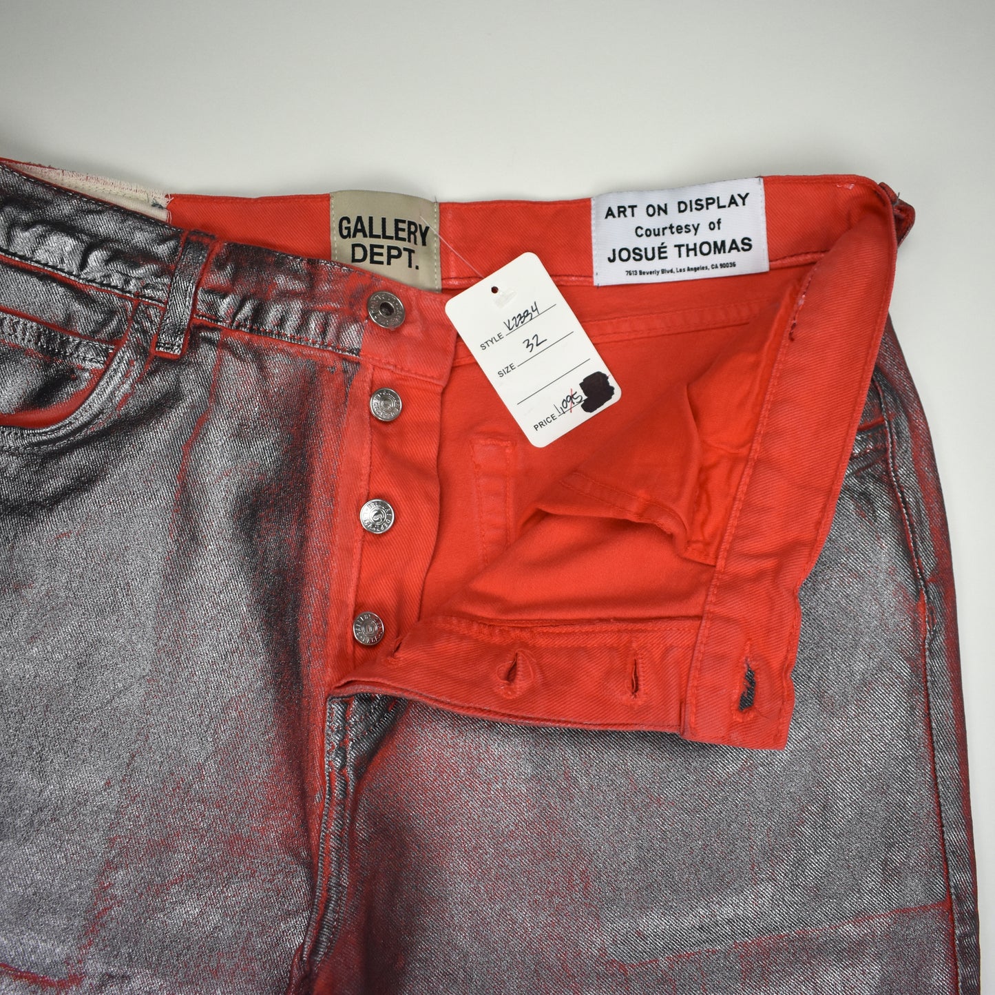 Gallery Dept. - Metallic Silver Painted Red Flare Denim Jeans