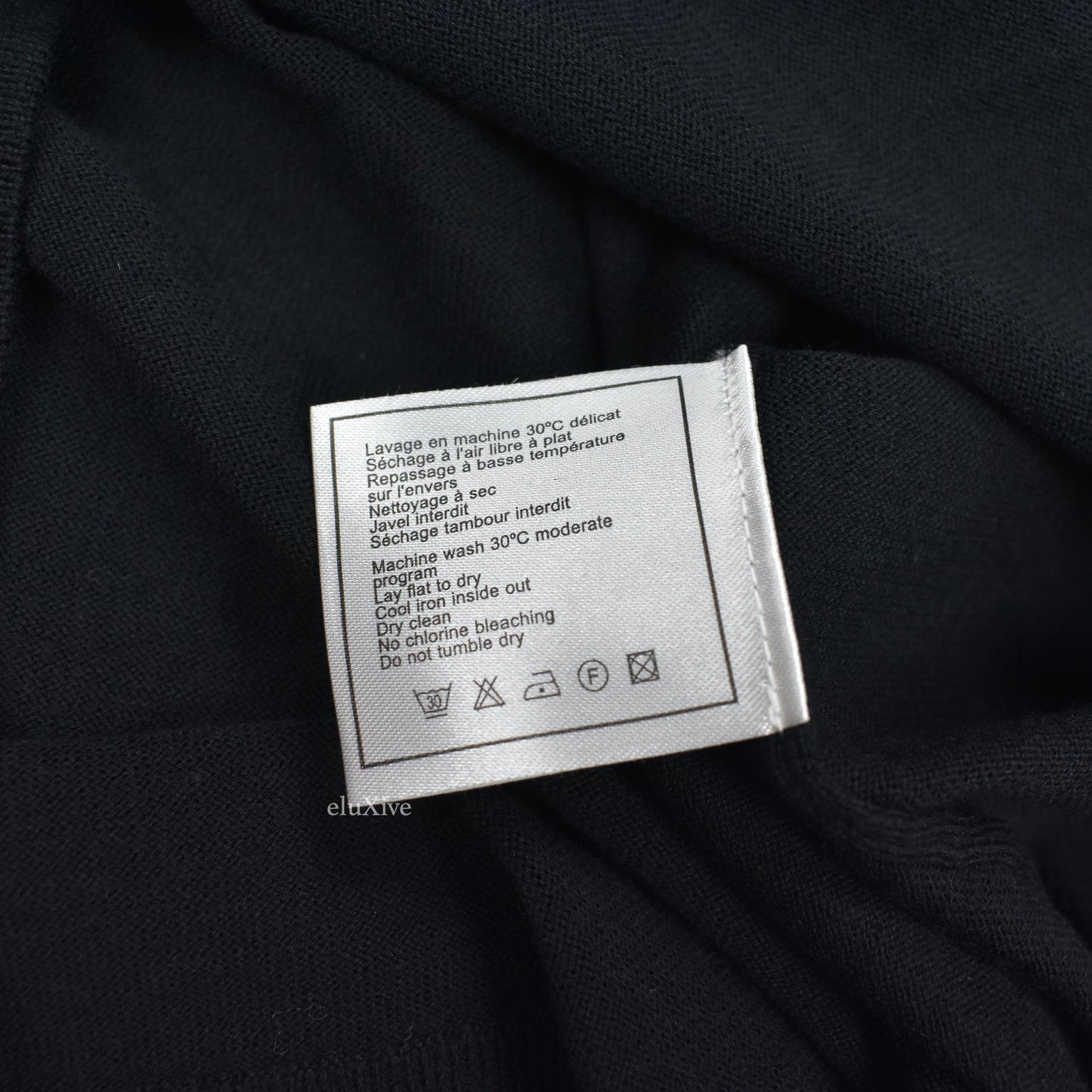 Chanel - Black Wool/Cotton CC Shoulder Button Uniform Sweater