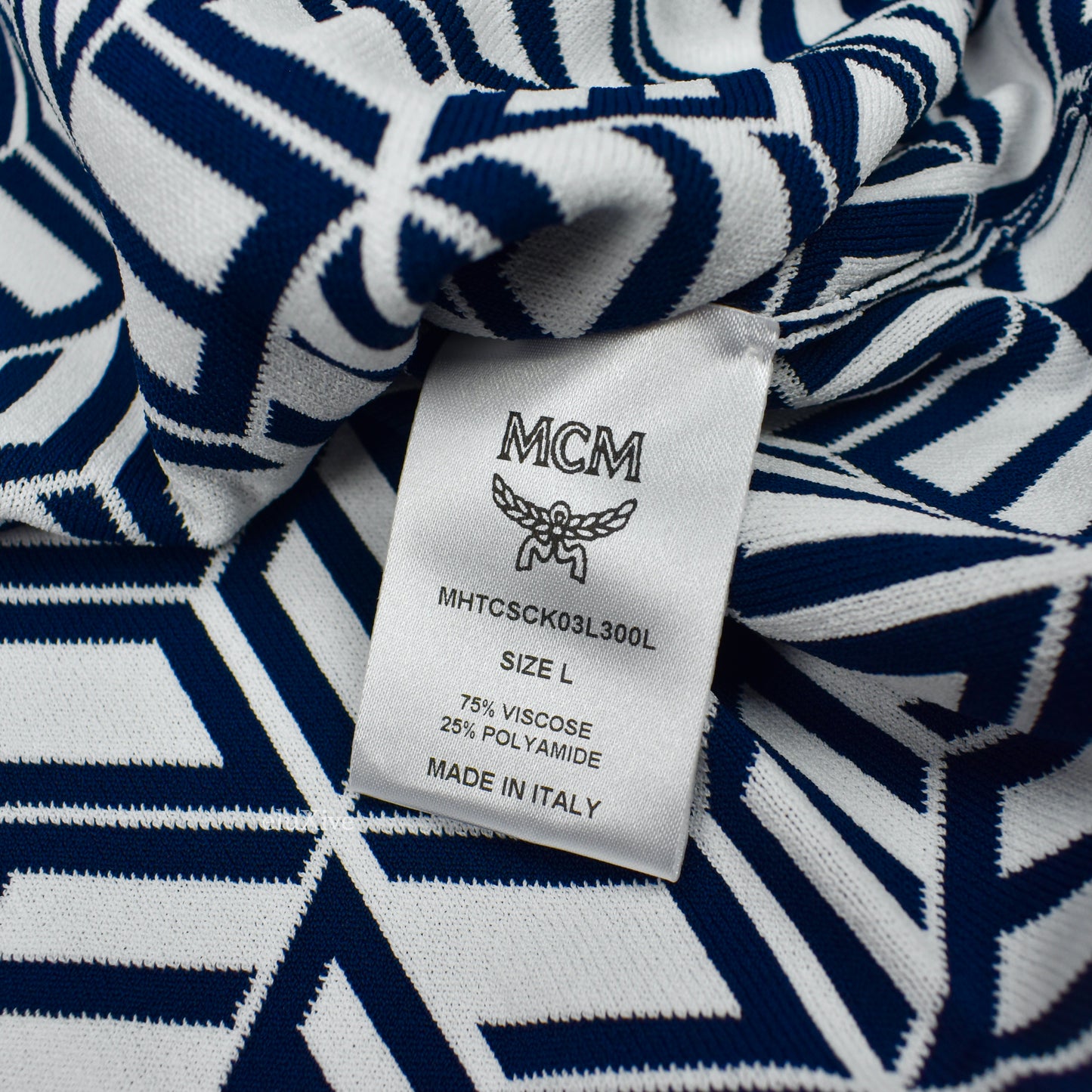 MCM - Cubic Monogram Logo Knit Polo Shirt (Navy)