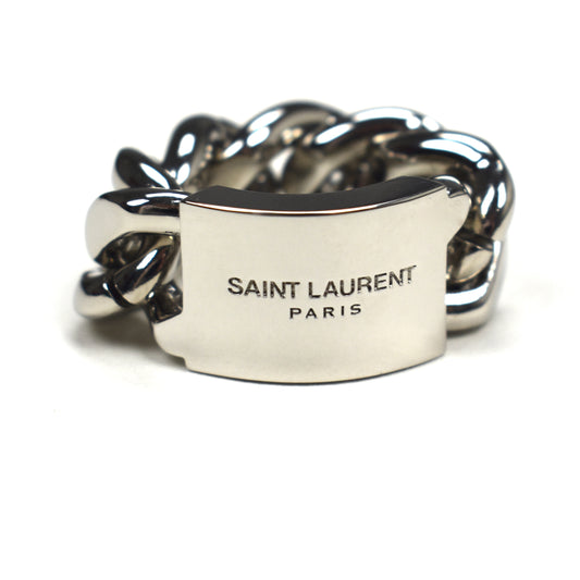 Saint Laurent - Silver Logo Plate Chain Ring