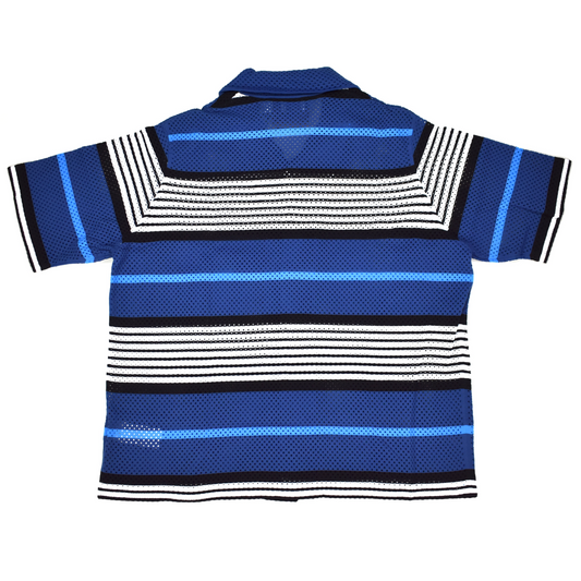 Burberry - Blue Archive Stripe Mesh Knit Shirt